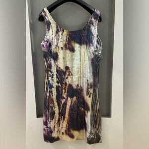 JOSIE NATORI Anzu Abstract Sequined Sleeveless  Dress!